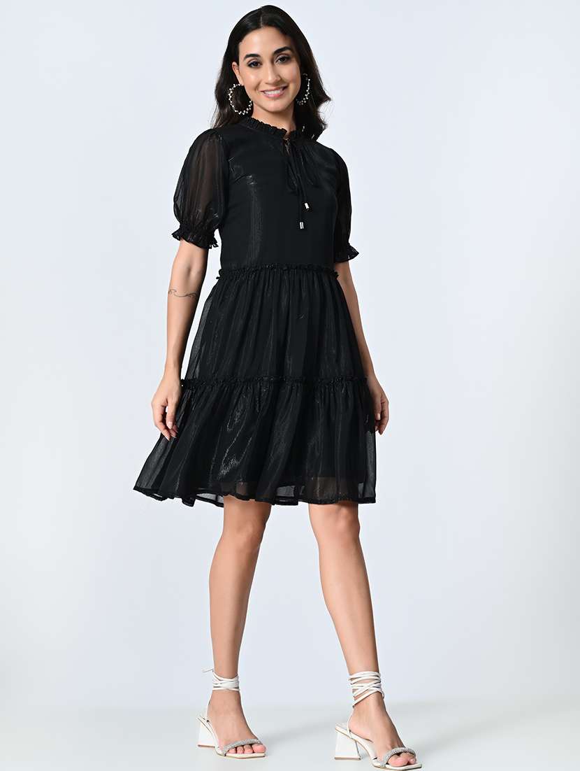 women black self-designed tiered dress - 21571973 -  Standard Image - 2