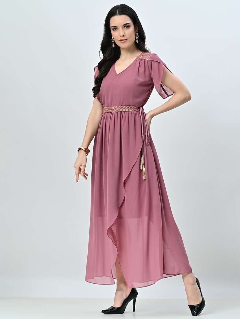 women pink solid a-line dress - 21571977 -  Standard Image - 2