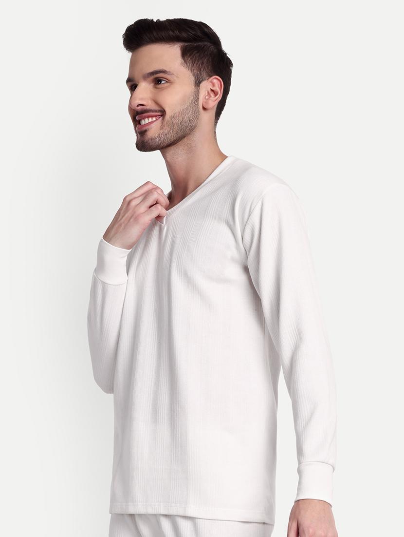 men solid long sleeve v neck thermal top - 21571989 - Standard Image - 2