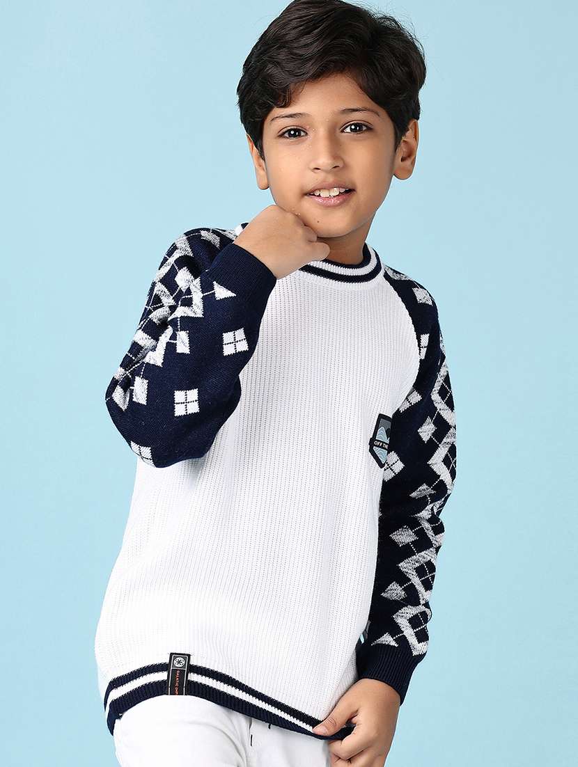 boys self design long sleeve pullover sweater - 21572160 -  Standard Image - 2