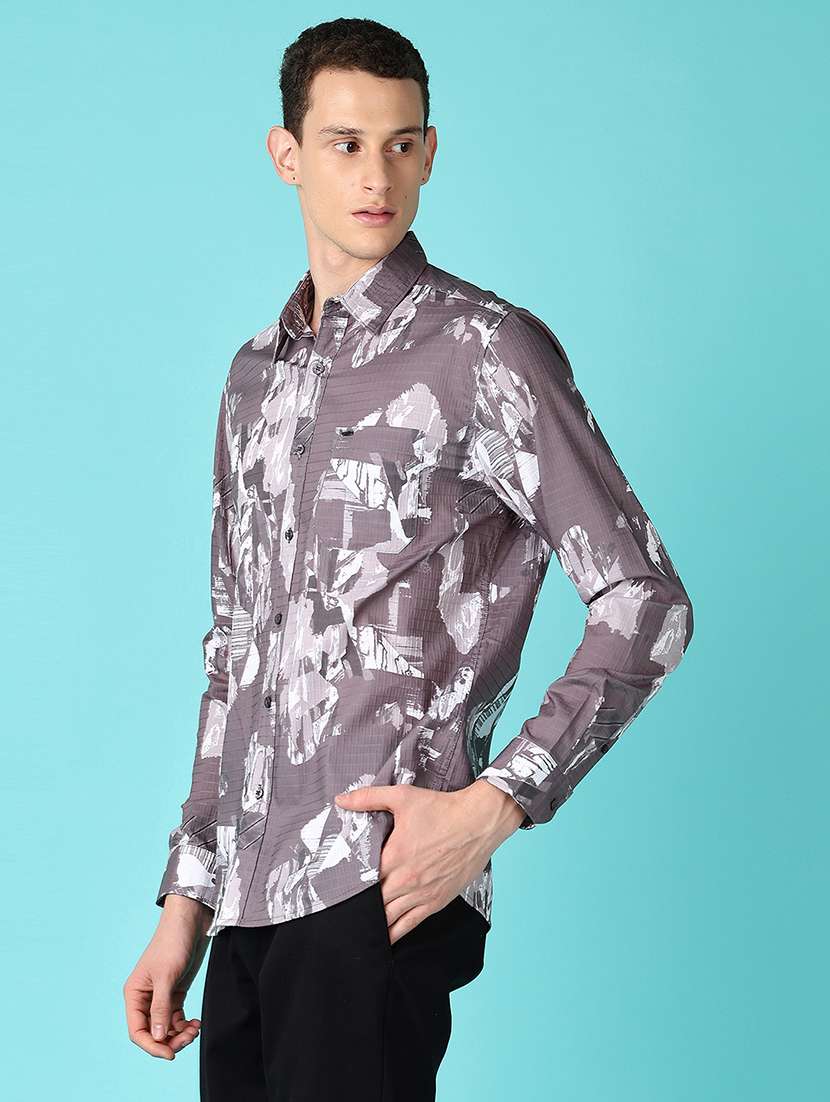 men long sleeves printed casual shirt - 21572221 -  Standard Image - 2