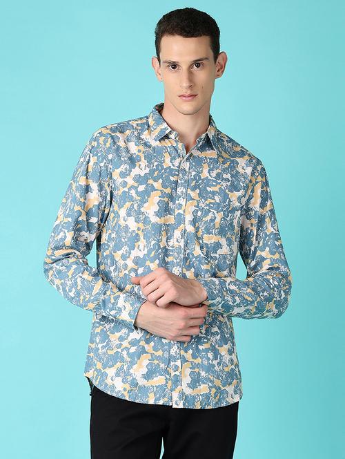 men printed collared long sleeves casual shirt - 21572233 -  Standard Image - 0