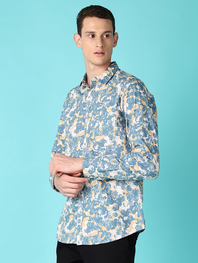 men printed collared long sleeves casual shirt - 21572233 - Standard Image - 2