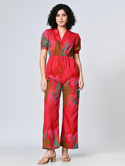 women multicolored printed full leg jumpsuit - 21572409 - Standard Image - 0