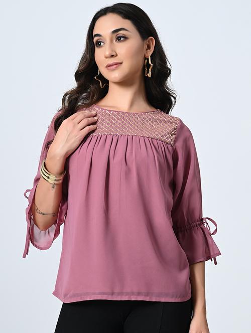 women pink embellished regular top - 21572415 -  Standard Image - 0