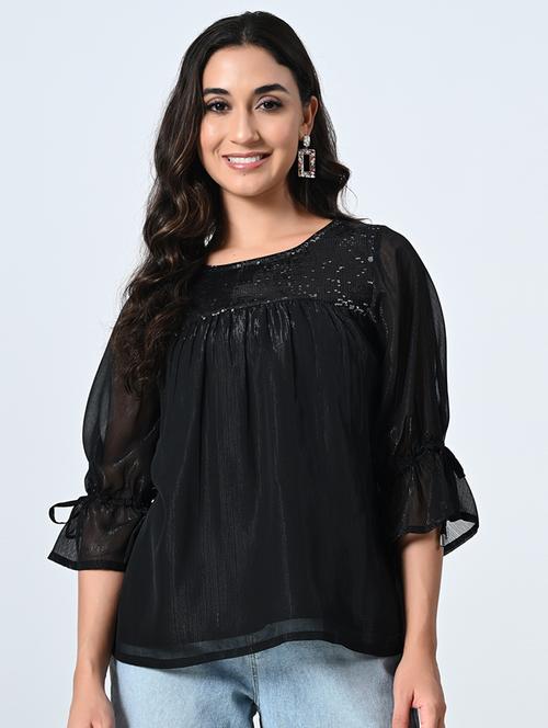 women black embellished regular top - 21572418 - Standard Image - 0
