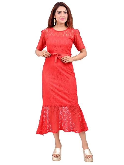 red net fit & flare dress - 21572492 -  Standard Image - 0