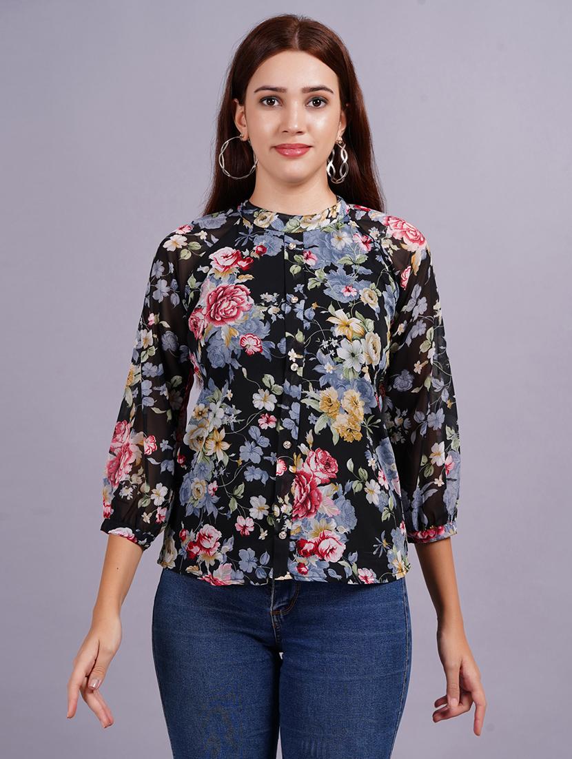 women floral three quarter sleeve shirt  - 21572544 -  Zoom Image - 0