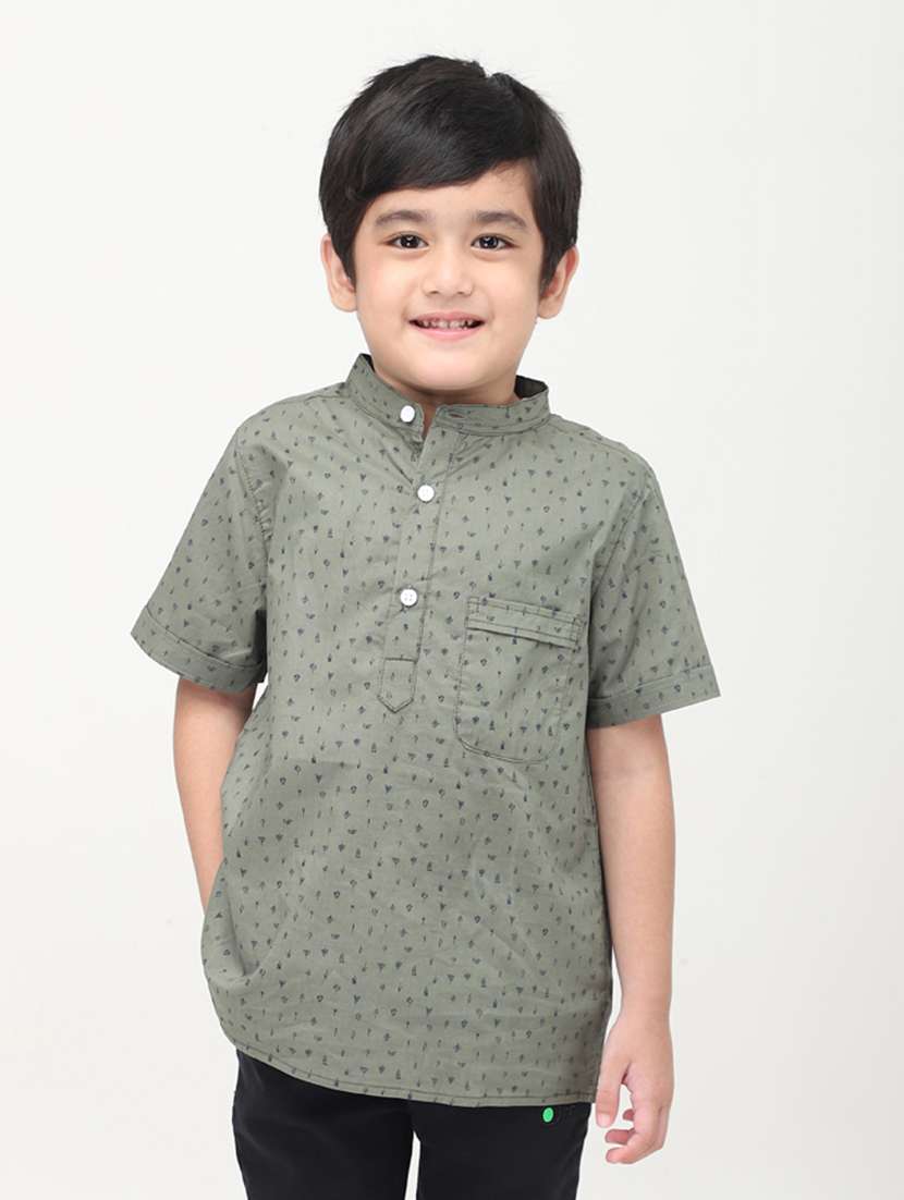 boys printed short sleeve kurta