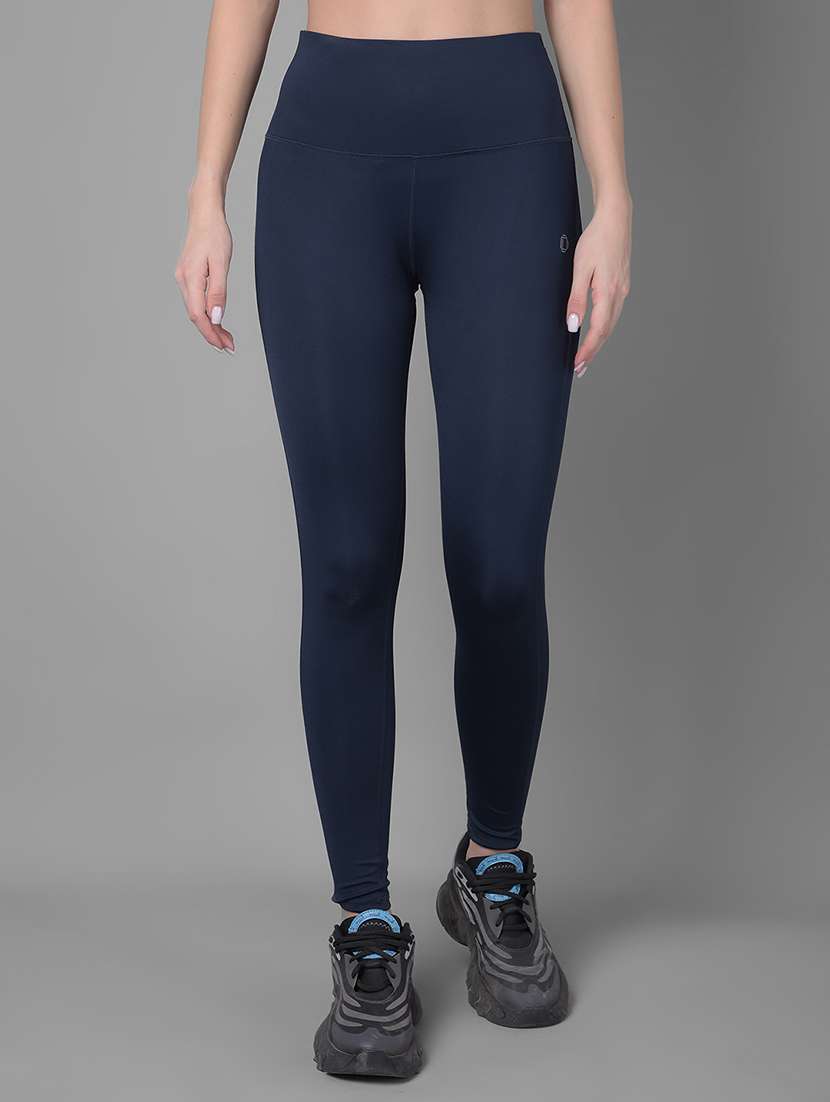 women solid high rise gym tights