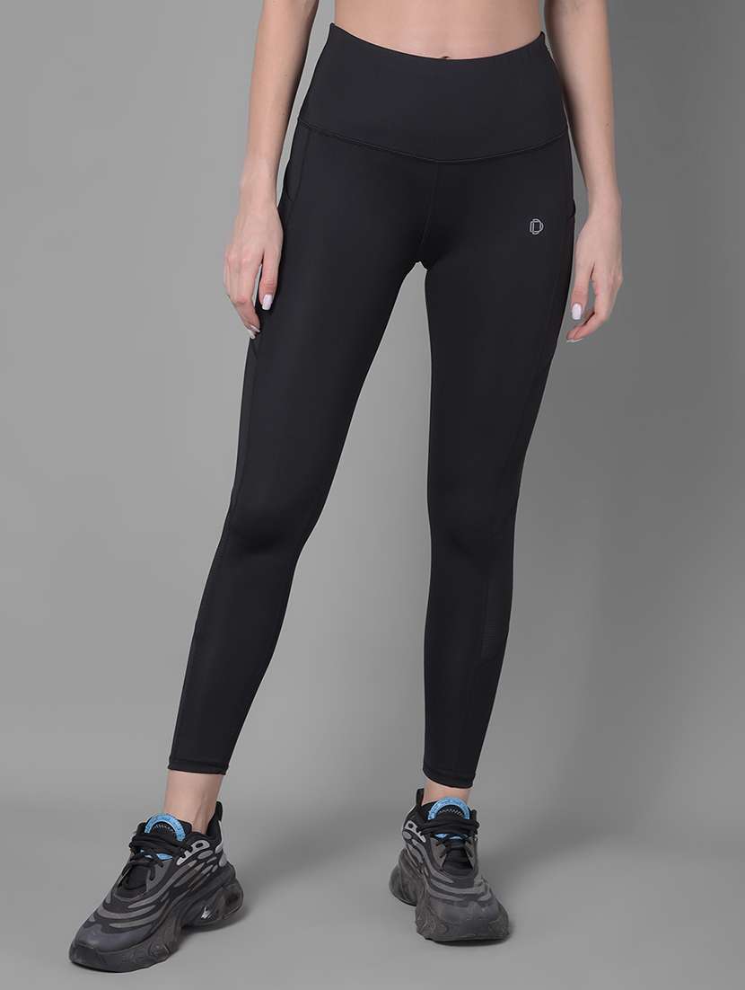 women solid high rise gym tights