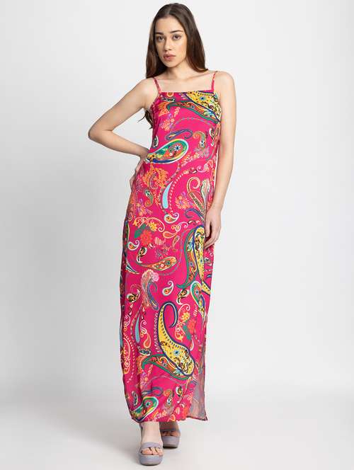 women pink paisley printed a-line dress - 21572897 - Standard Image - 0