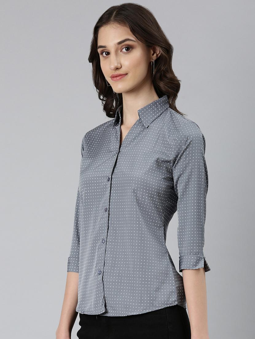 women polka doted collared regular shirt - 21573046 - Standard Image - 2