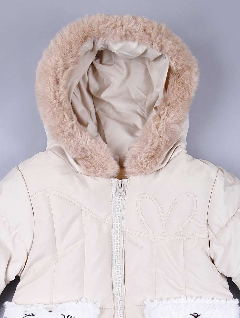 girls solid hooded quilted jacket - 21573081 -  Standard Image - 2