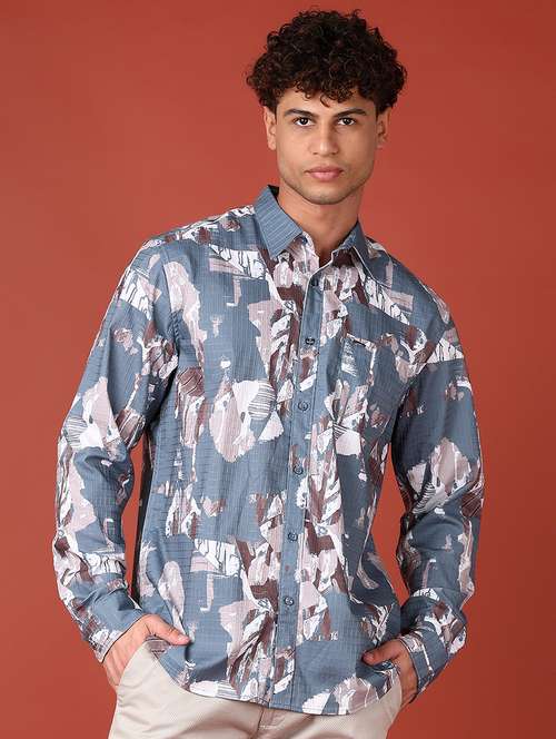 men long sleeves printed casual shirt - 21573134 - Standard Image - 0