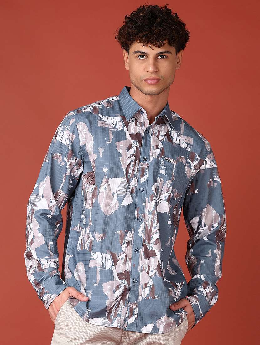 men long sleeves printed casual shirt - 21573134 - Zoom Image - 0