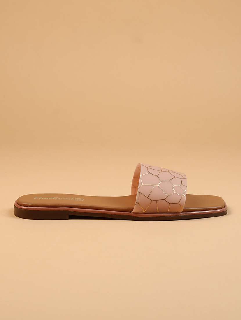 women peach slip on sandal - 21573139 -  Standard Image - 2