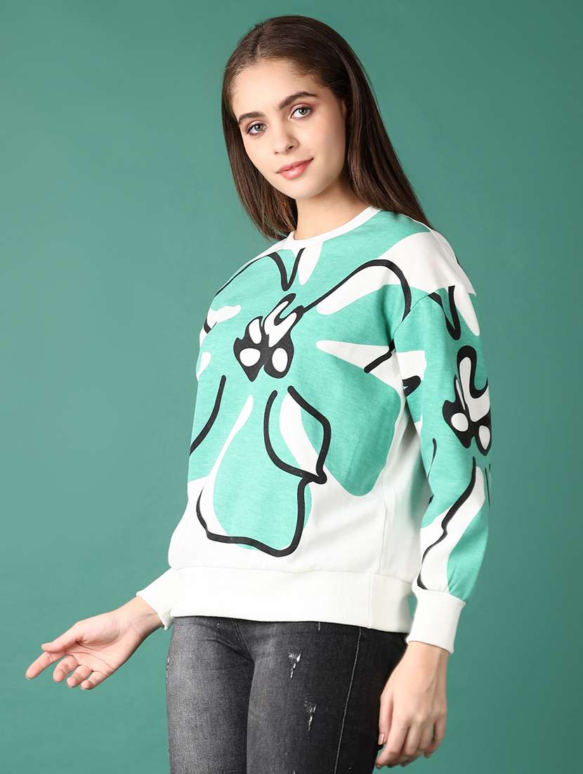 women front print long sleeves sweatshirt - 21573143 -  Standard Image - 2