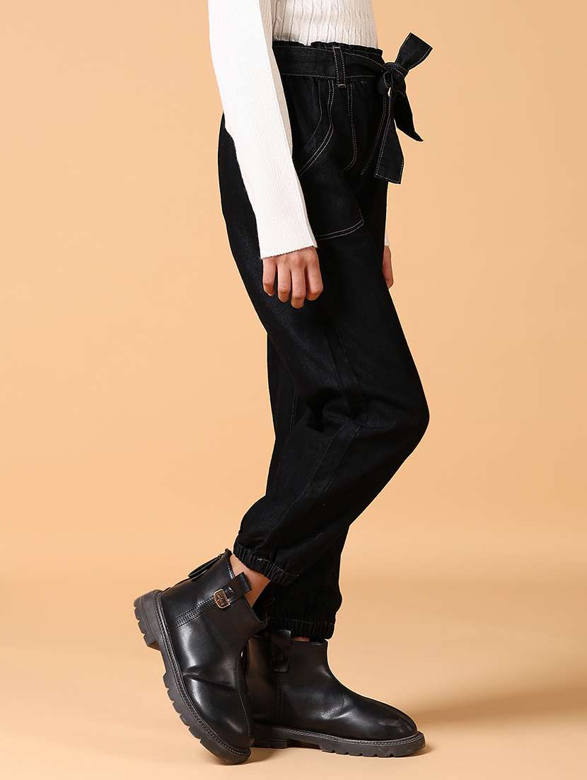 girls black plain joggers - 21573274 -  Standard Image - 2