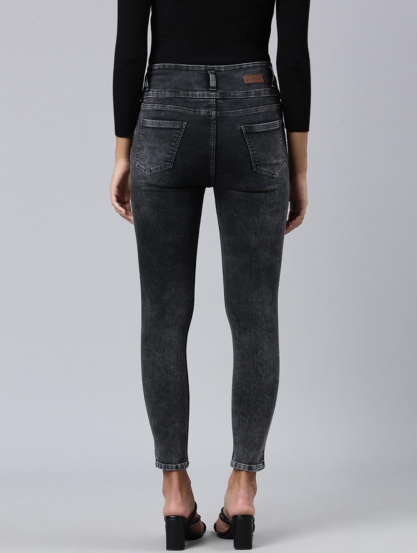 women black denim plain jeans - 21573676 - Standard Image - 2