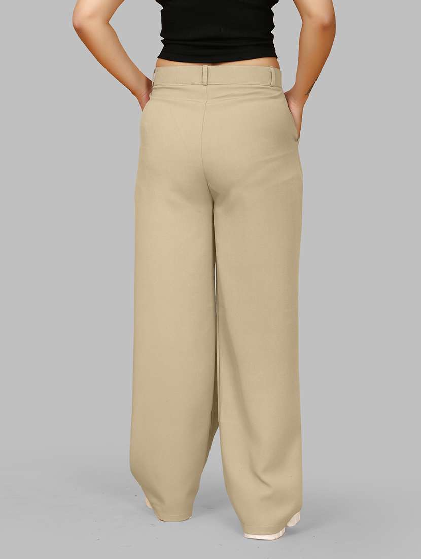 women solid flat front wide leg trouser - 21573678 -  Standard Image - 2