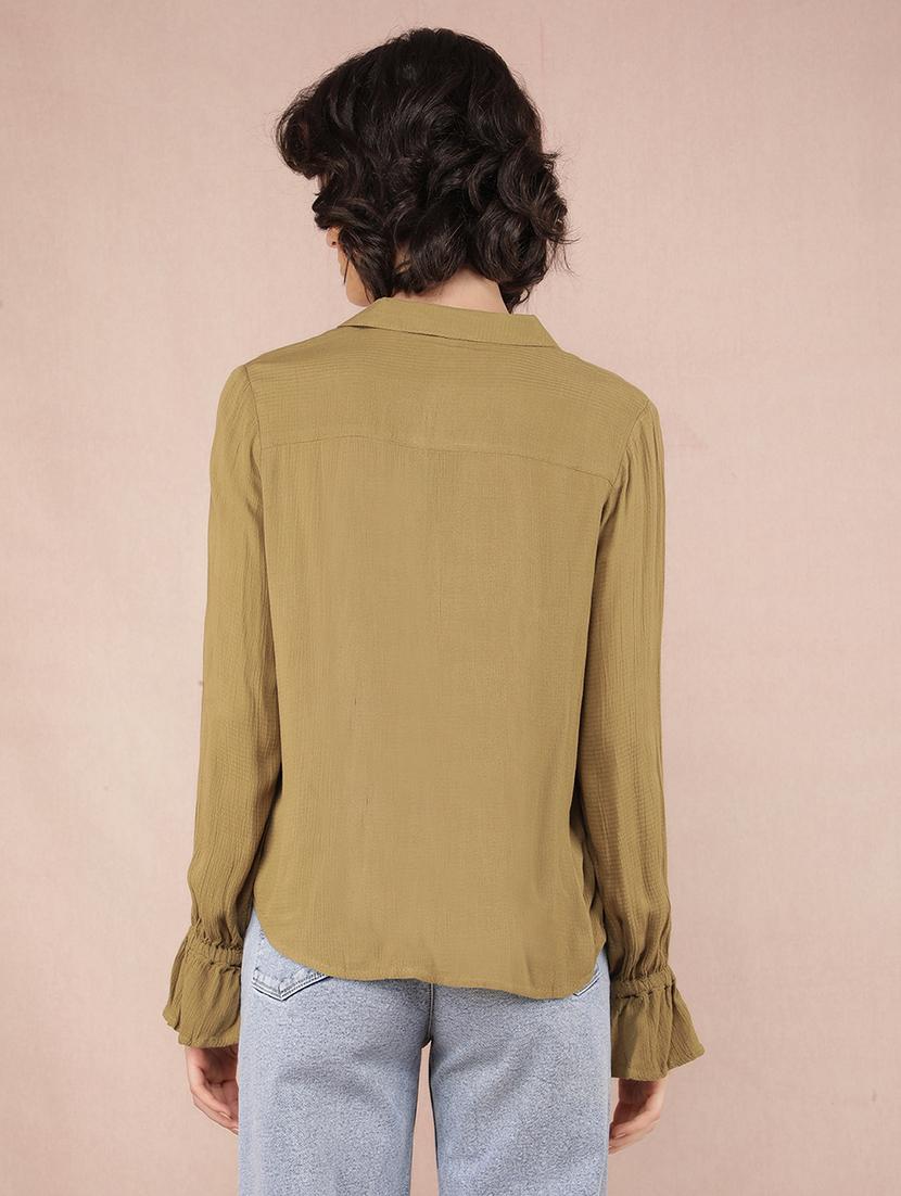 olive viscose regular shirt - 21573779 - Standard Image - 2