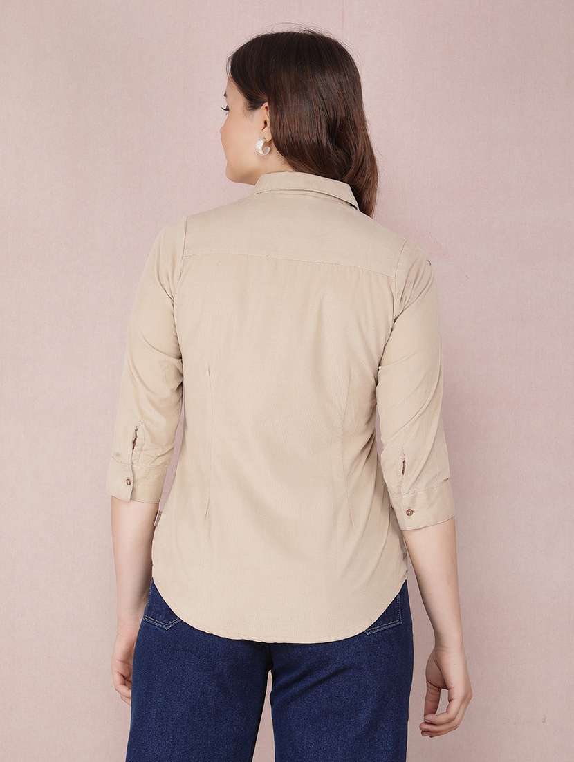 beige cotton regular shirt - 21573782 -  Standard Image - 2