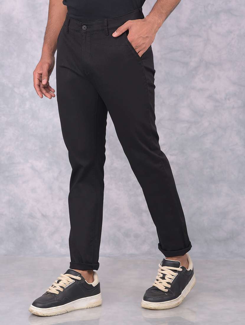 men solid regular fit chinos casual trouser - 21573806 -  Standard Image - 2