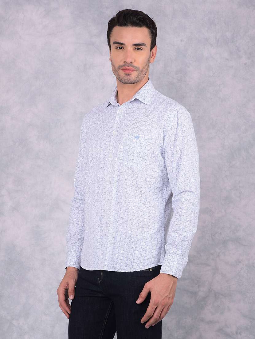 men printed collared regular fit shirt