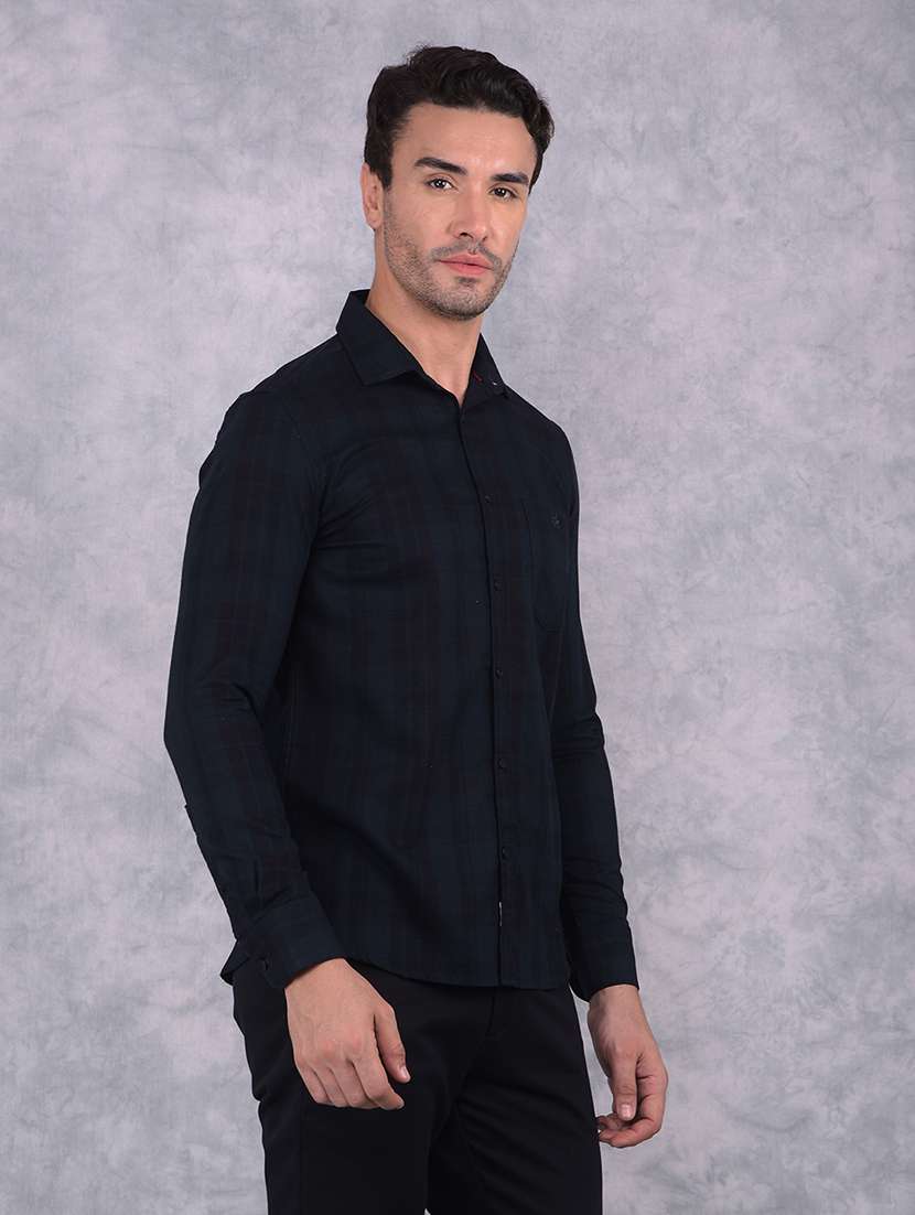 men checkered collared regular fit long sleeve shirt - 21573856 -  Standard Image - 2