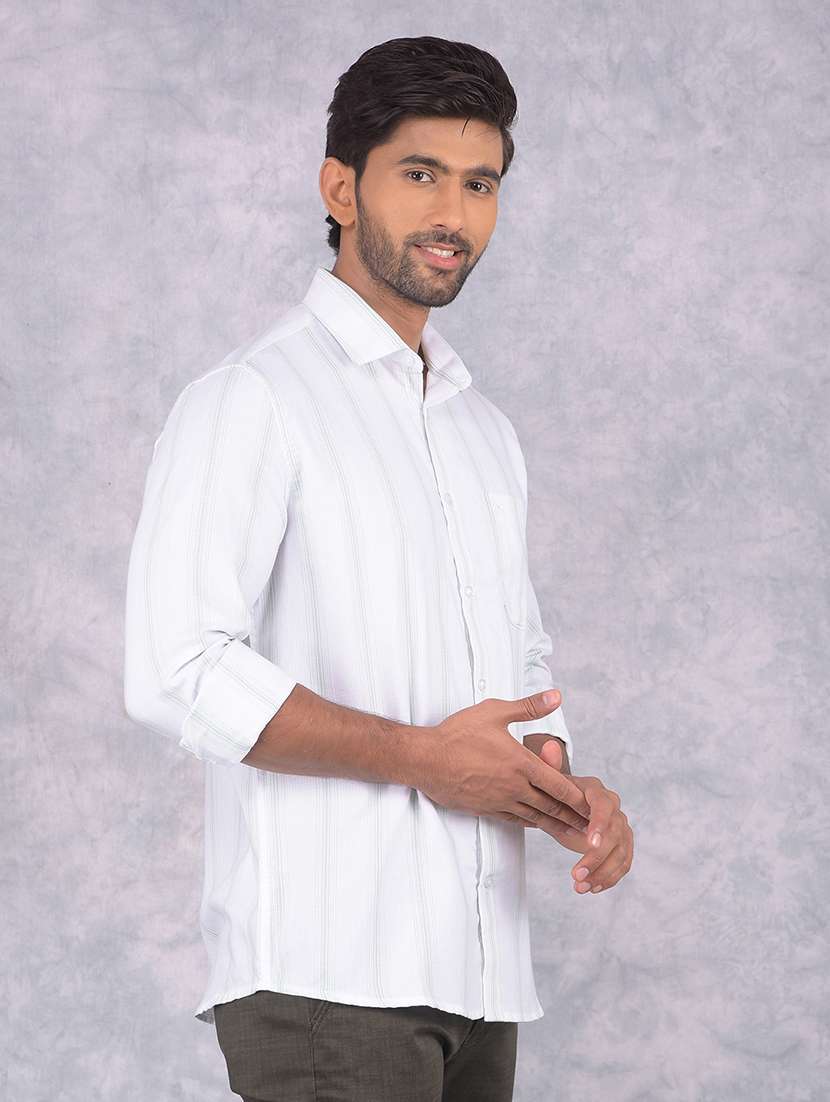 men striped collared slim fit long sleeve shirt - 21573873 -  Standard Image - 2