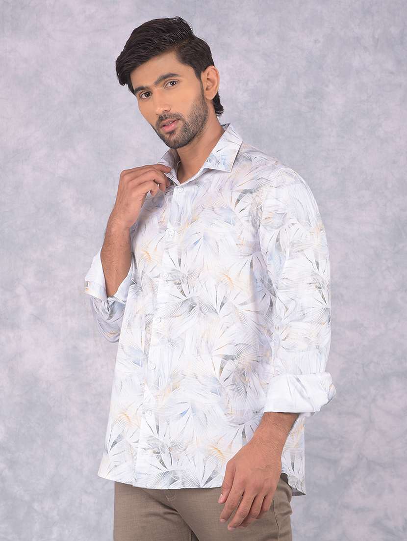 men long sleeve printed casual shirt