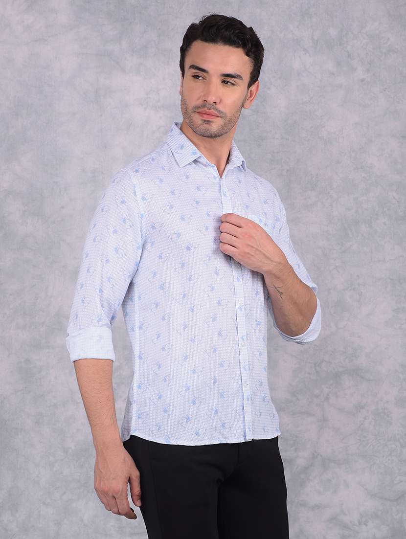men printed slim fit long sleeve casual shirt - 21573906 -  Standard Image - 2