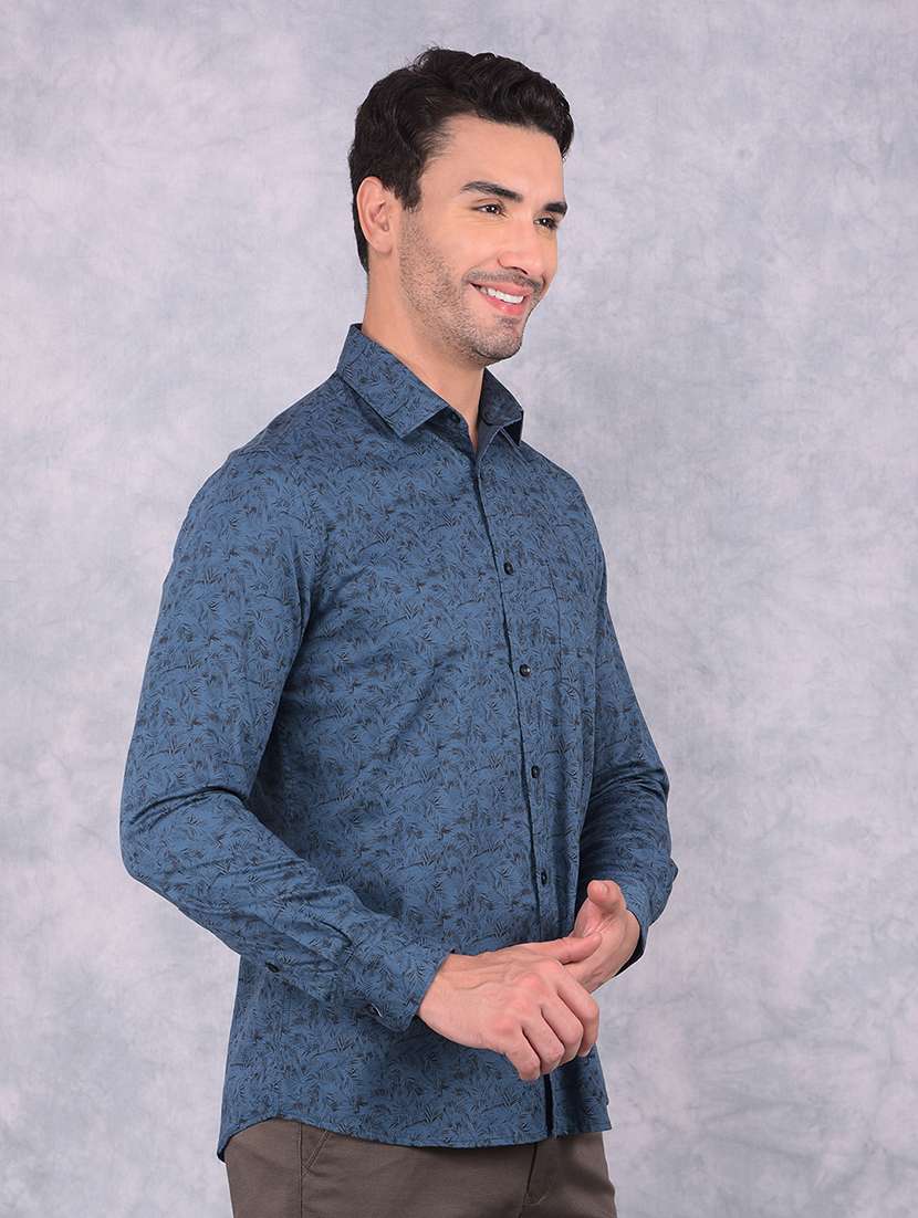men printed slim fit long sleeve casual shirt - 21573907 -  Standard Image - 2