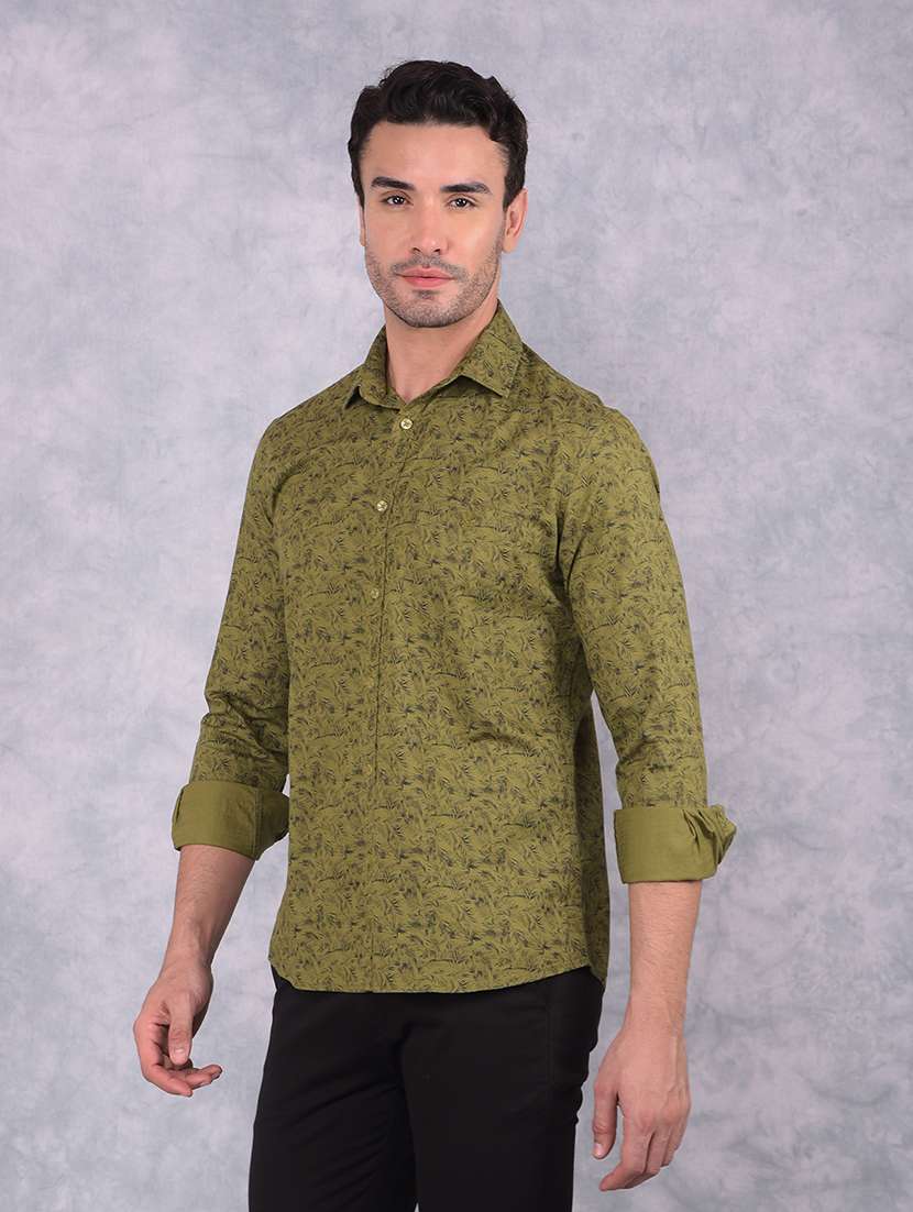 men printed slim fit long sleeve casual shirt - 21573908 -  Standard Image - 2