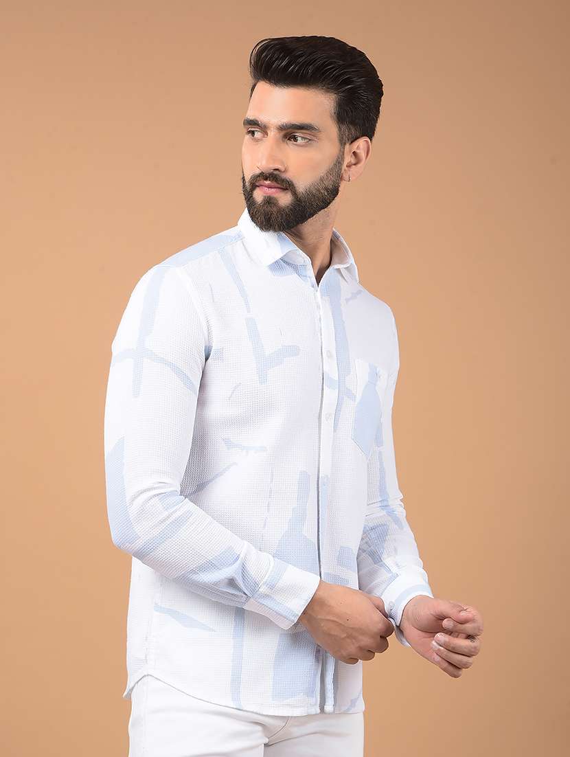 men printed slim fit long sleeve casual shirt - 21573911 - Standard Image - 2