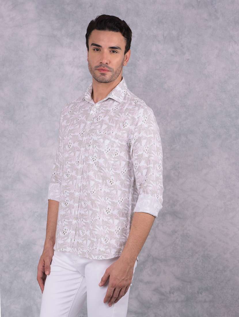 men printed slim fit long sleeve casual shirt - 21573917 -  Standard Image - 2