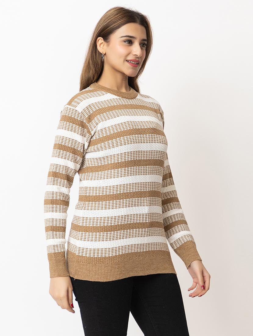 women striped long sleeves pullover - 21574027 - Standard Image - 2
