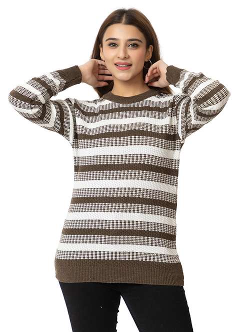 women striped long sleeves pullover - 21574028 - Standard Image - 0