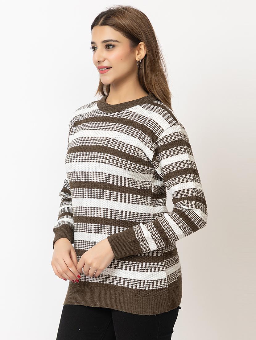 women striped long sleeves pullover - 21574028 - Standard Image - 2