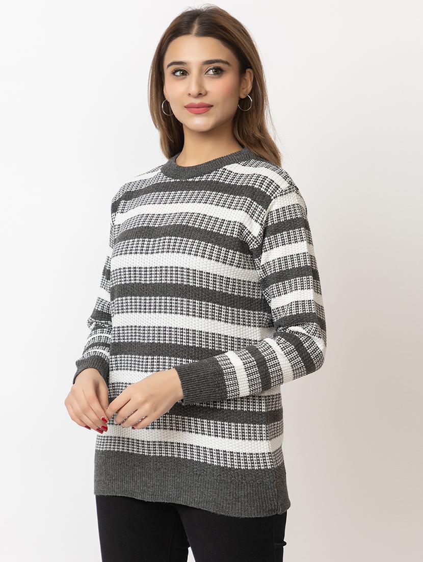 women striped long sleeves pullover - 21574029 - Standard Image - 2