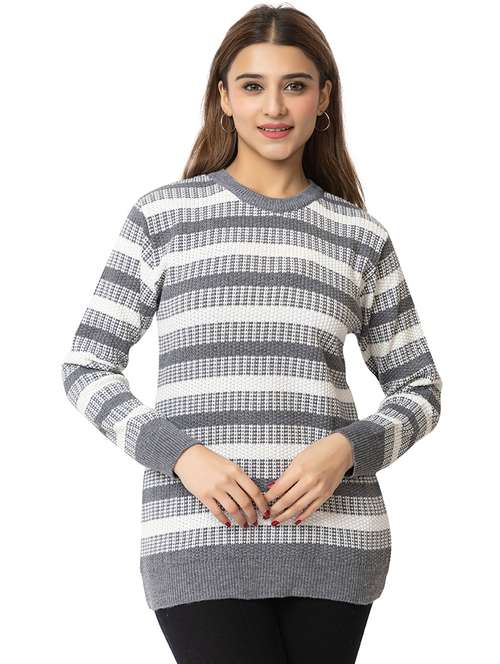 women striped long sleeves pullover - 21574030 - Standard Image - 0