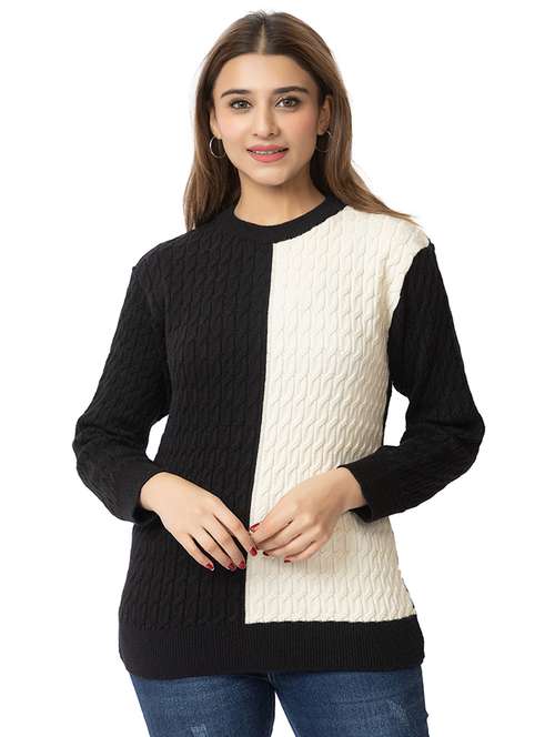 women color block long sleeves pullover - 21574033 -  Standard Image - 0