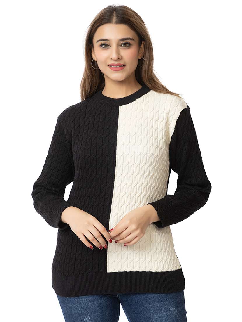 women color block long sleeves pullover - 21574033 -  Zoom Image - 0