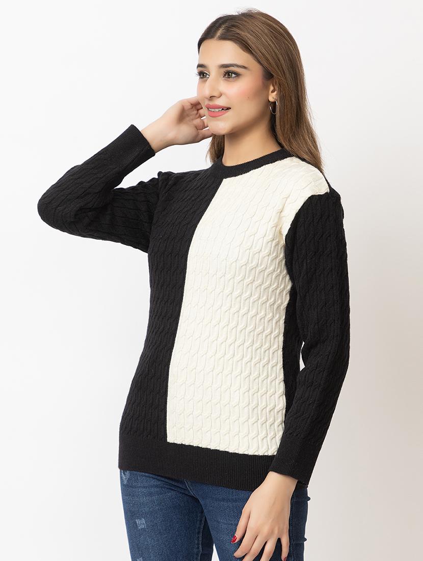 women color block long sleeves pullover - 21574033 - Standard Image - 2
