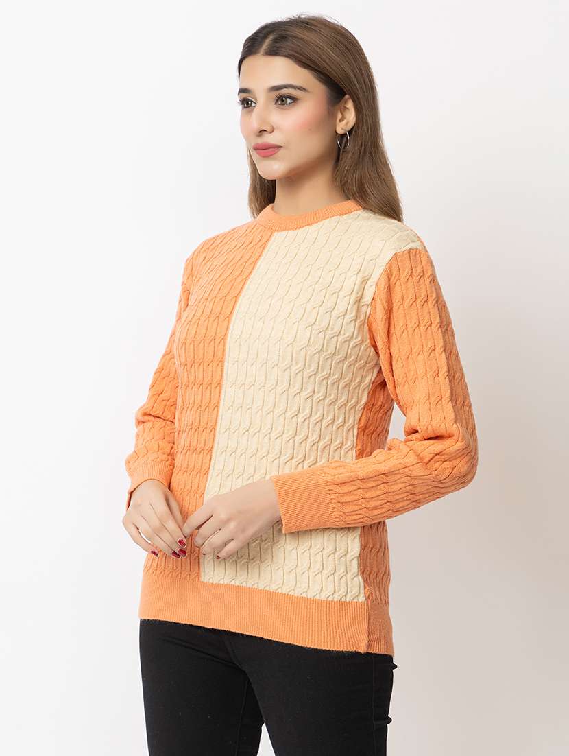 women color block long sleeves pullover - 21574035 - Standard Image - 2