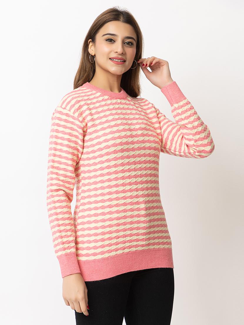 women striped long sleeves pullover - 21574041 - Standard Image - 2
