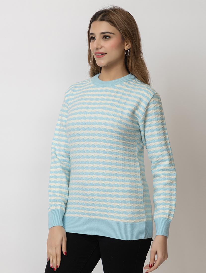 women striped long sleeves pullover - 21574042 - Standard Image - 2