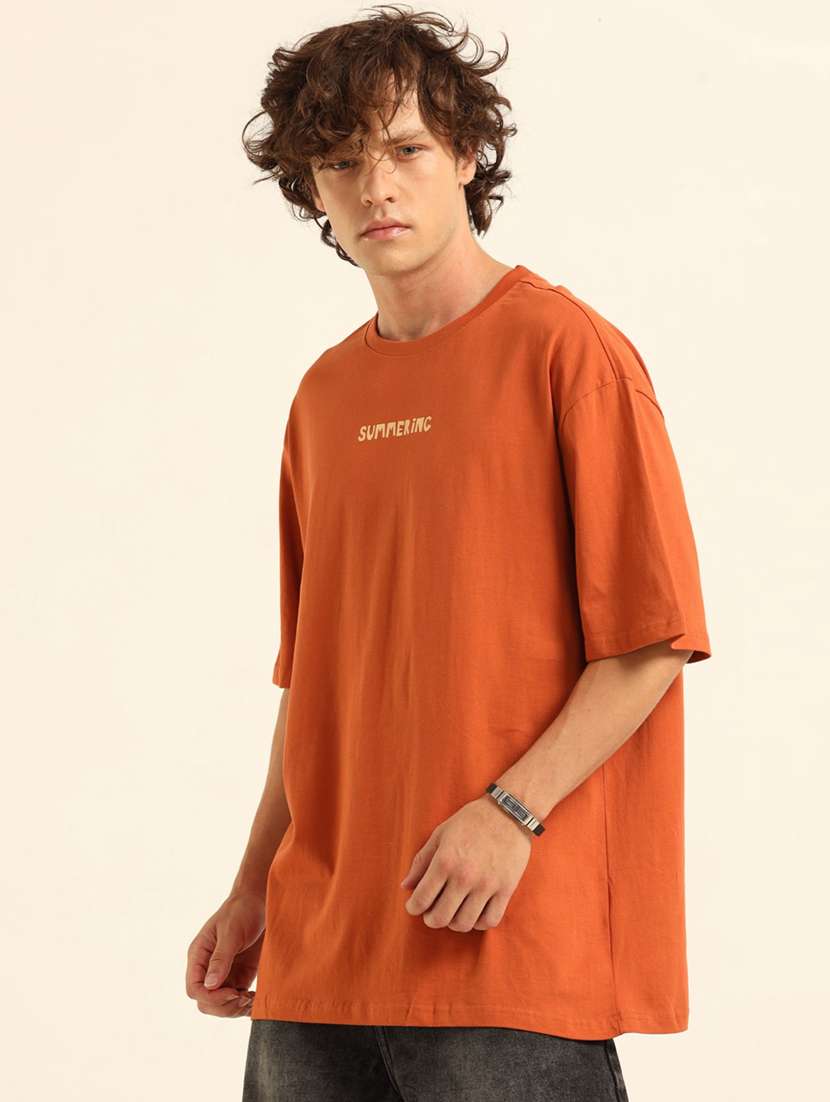men front & back printed round neck oversized t-shirt - 21574203 -  Standard Image - 2