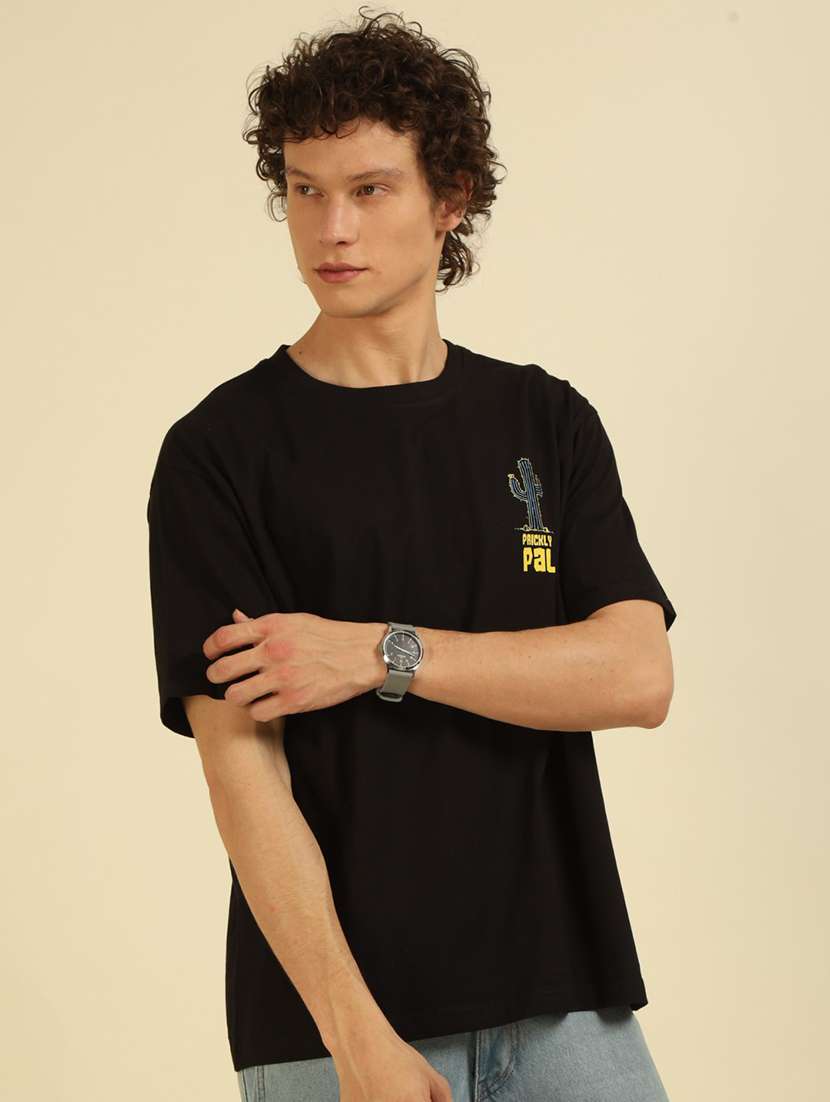 men front & back printed round neck oversized t-shirt - 21574214 -  Standard Image - 2